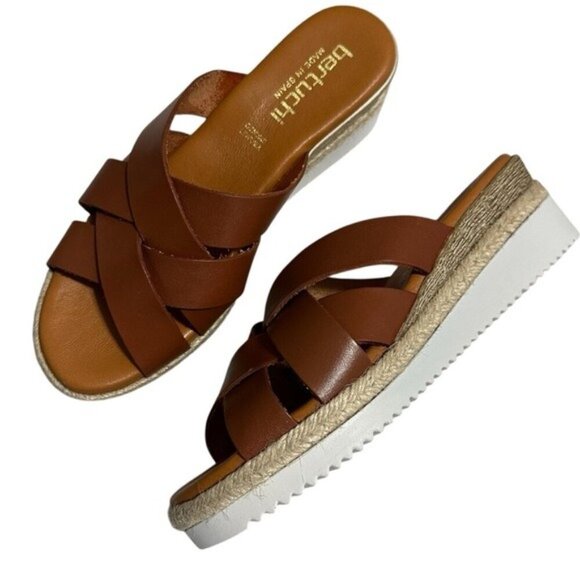 Bertuchi Brown Leather Espadrille Wedge Sandals Women’s Size 10 US | Summer Chic - Picture 1 of 9